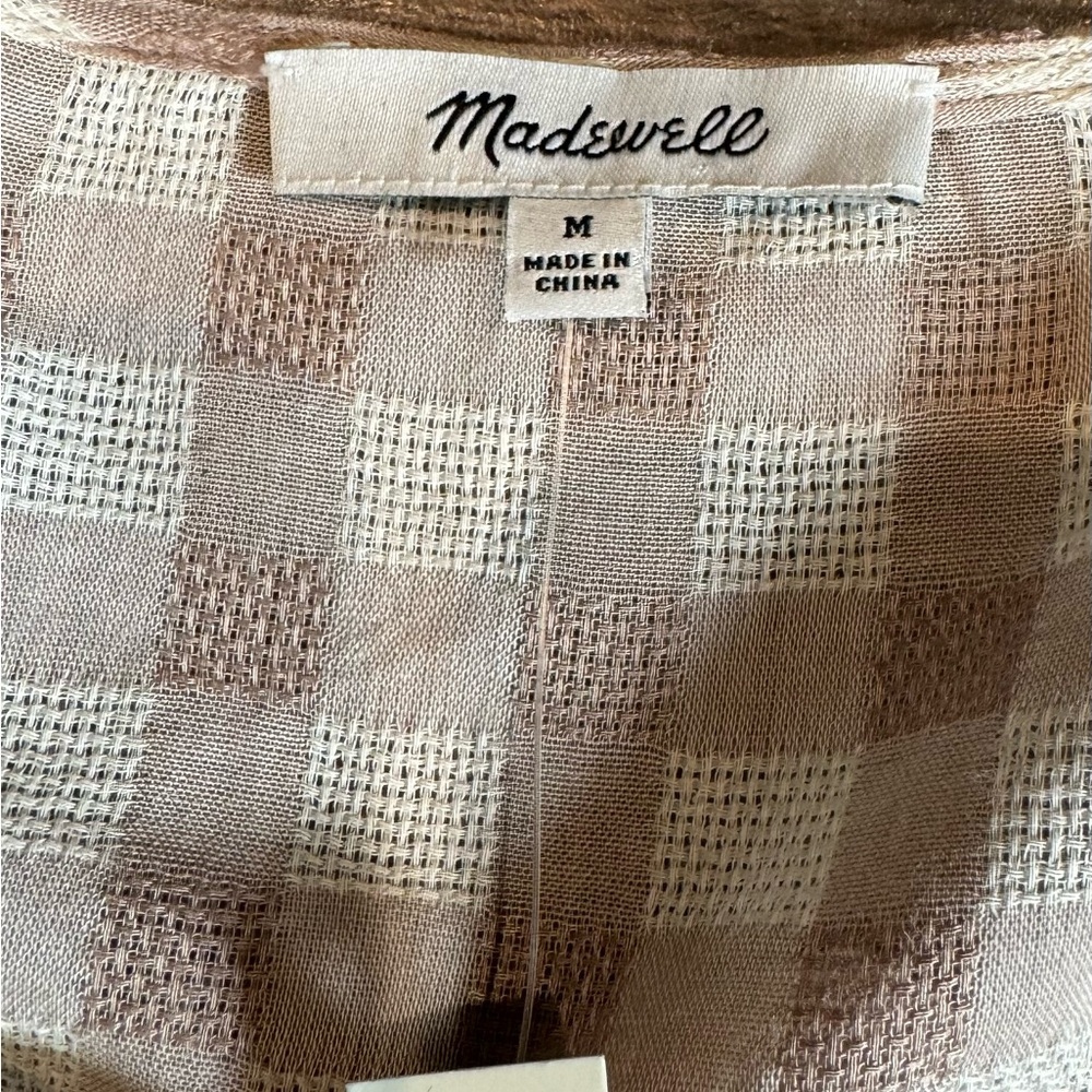 Madewell Sweetheart Wrap Top Gingham Top Size Medium New - Picture 8 of 10